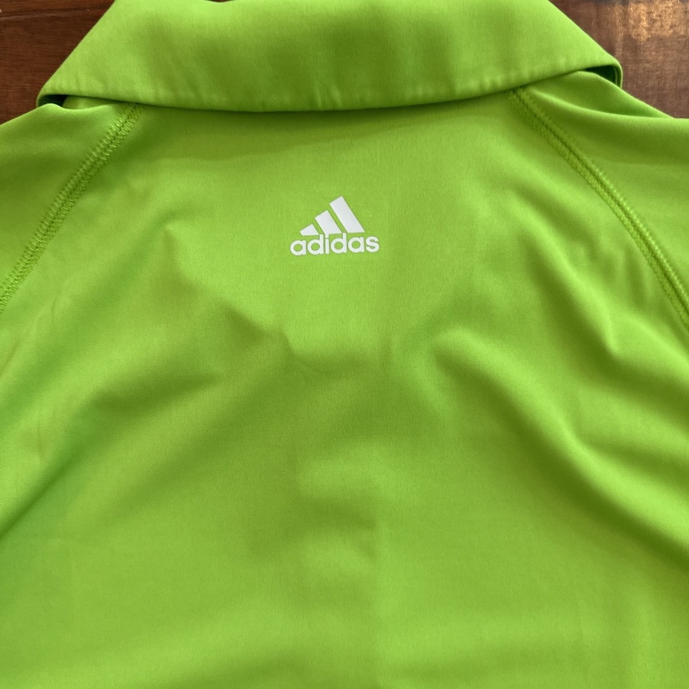 Adidas Polo‎ Shirt Golf Adizero Men's Large Short Sleeve Lime Green Reflective - Picture 6 of 8